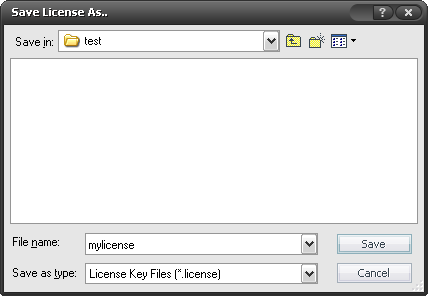 Save License Dialog